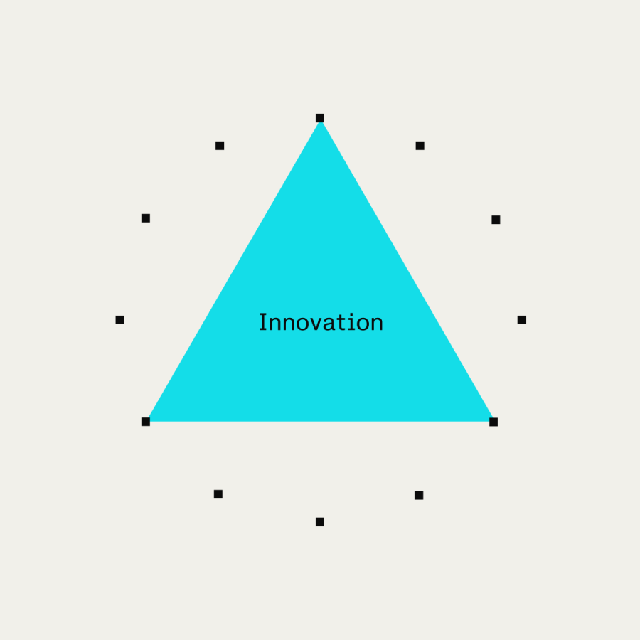 A blue triangle labeled