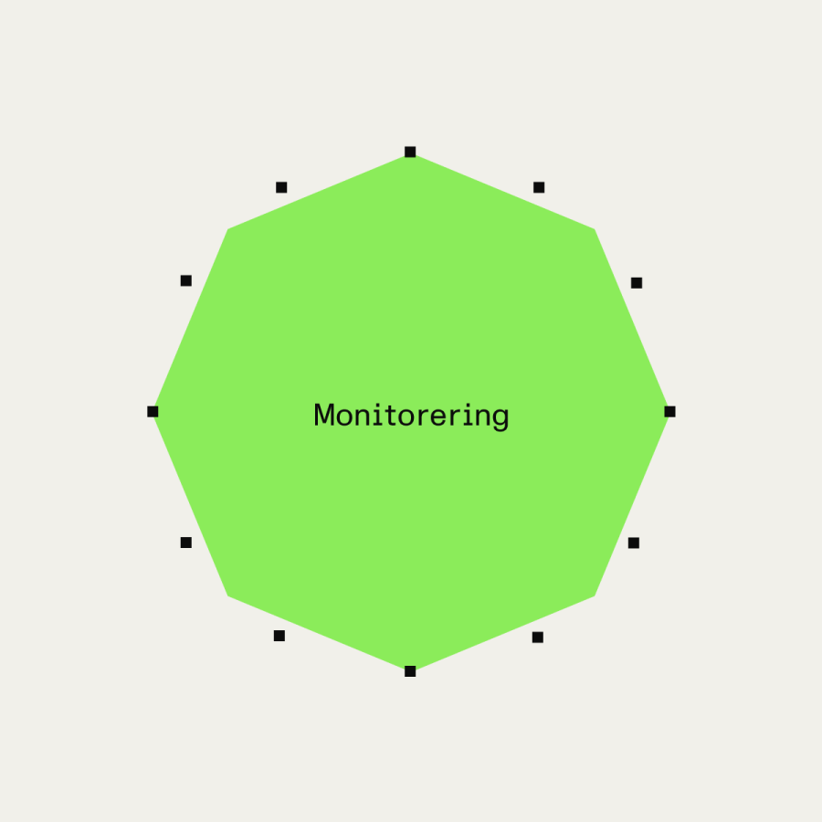 Green octagon with the word