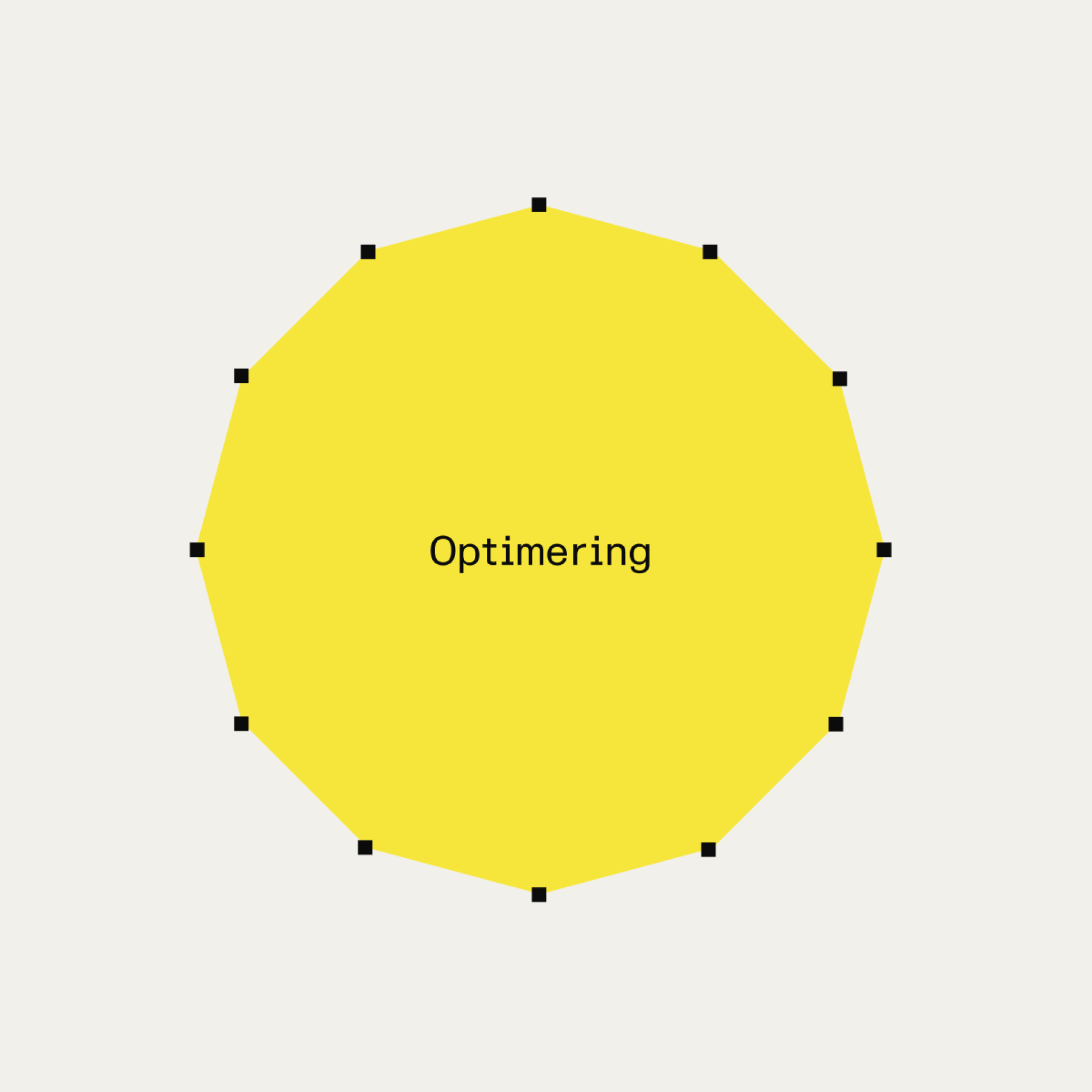 Yellow polygon with black dotted vertices on a light gray background. The word 