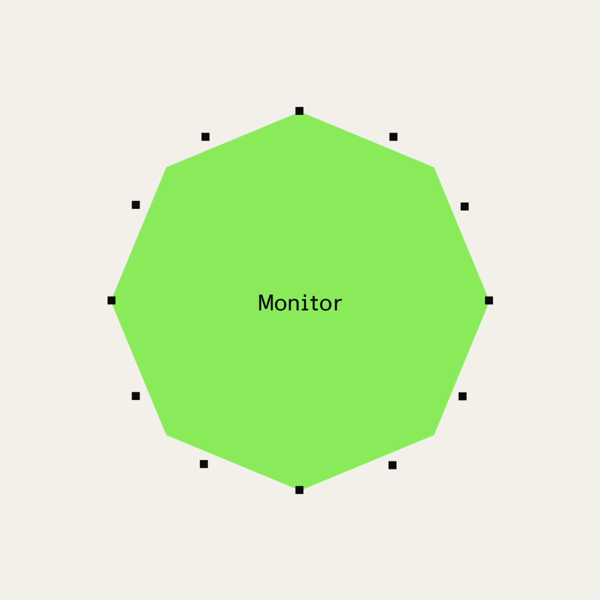 Green octagon with the word 