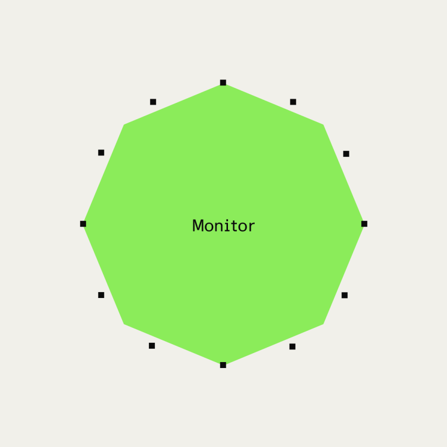 Green octagon with the word